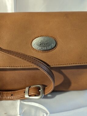Vintage American Angel Brown Genuine Leather Crossbody Flap Shoulder Bag 7099